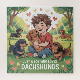 Puzzle Juste un garçon qui aime les Dachshunds