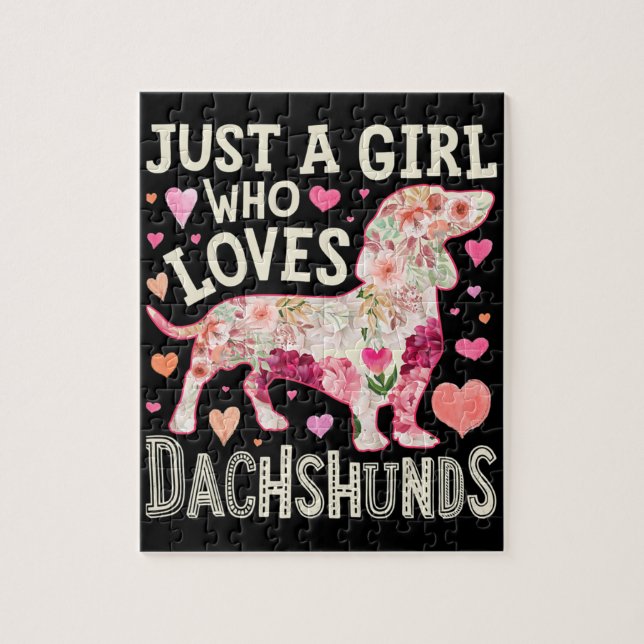 Puzzle Juste Une Fille Qui Aime Dachshunds Chien (Vertical)