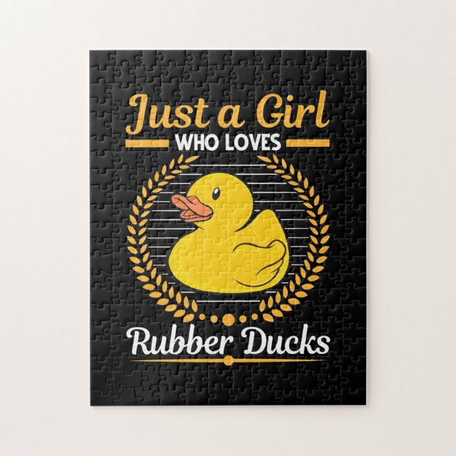 Puzzle Juste Une Fille Qui Aime Le Canard En Caoutchouc (Vertical)