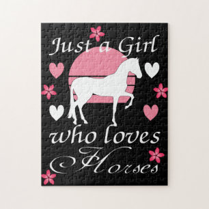Puzzle Juste une fille qui aime les chevaux en rose Rose