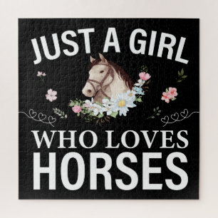 Puzzle Juste une fille qui aime les chevaux Floral   