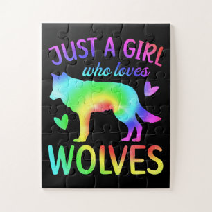 Puzzle Juste Une Fille Qui Aime Les Loups Aquarelle, Aqua