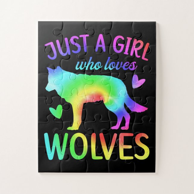 Puzzle Juste Une Fille Qui Aime Les Loups Aquarelle, Aqua (Vertical)