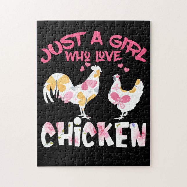 Puzzle Juste une fille qui aime les poulets, le poulet mi (Vertical)