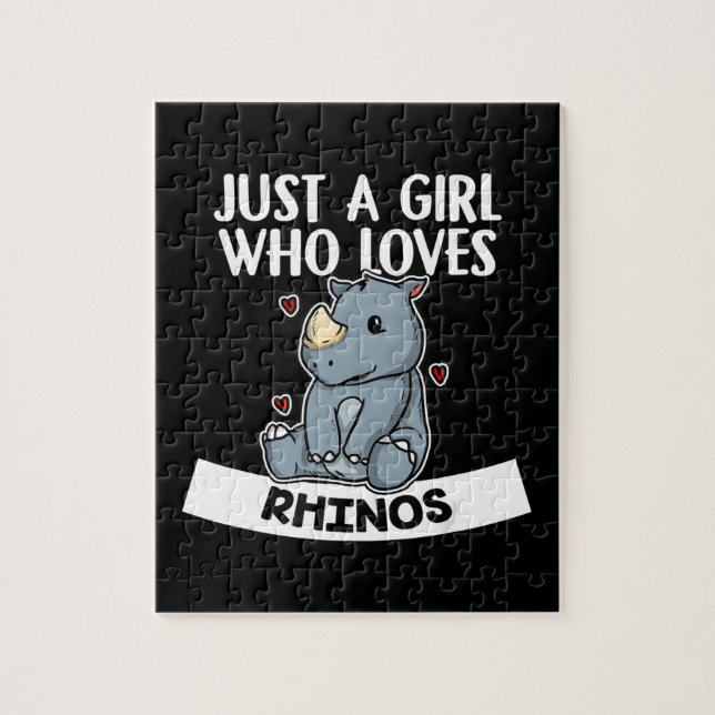 Puzzle juste une fille qui aime les rhinocéros mignons rh (Vertical)