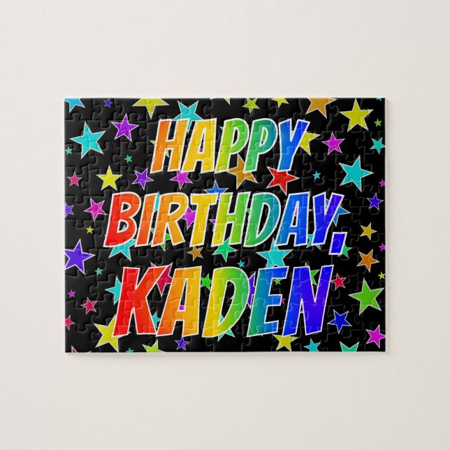 Puzzle "KADEN" Prénom, Amusant "HEUREUX ANNIVERSAIRE" (Horizontal)