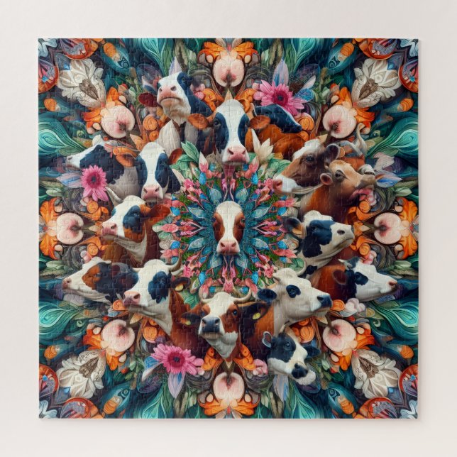 Puzzle Kaleidoscope Cows (Vertical)