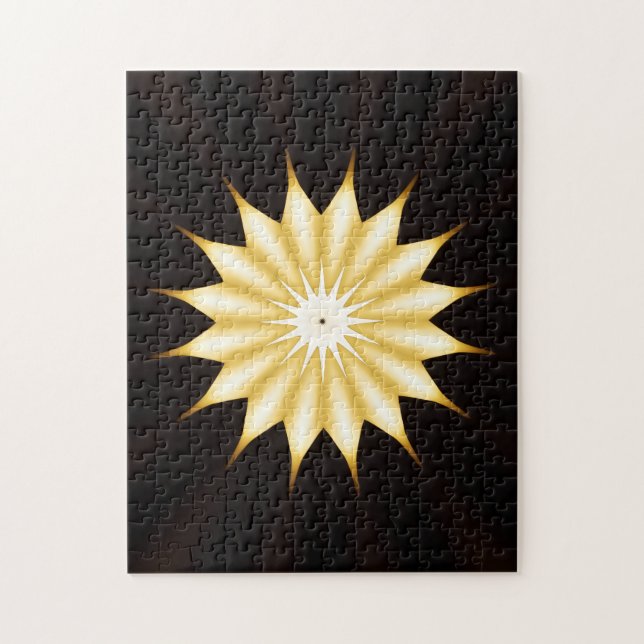 Puzzle Kaleidoscope Design Bright Yellow Star (Vertical)