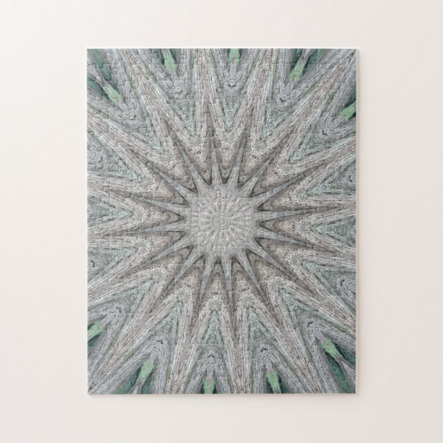 Puzzle Kaleidoscope Design Rustique gris clair (Vertical)
