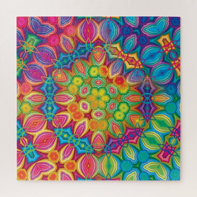 Puzzle Kaleidoscope vert pourpre rose moderne (Vertical)