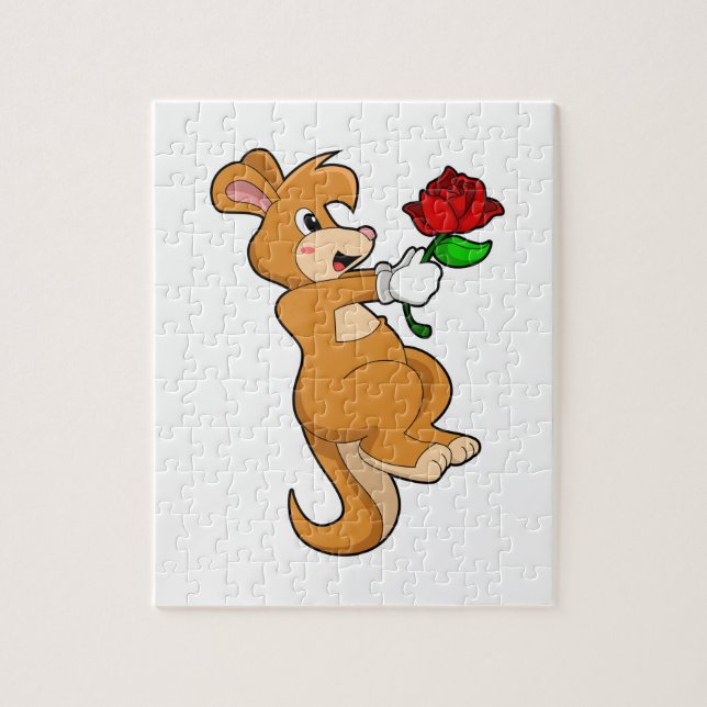 Puzzle Kangaroo with Flower (Vertical)