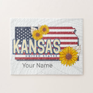 Puzzle Kansas États-Unis Retro State Map Vintage USA