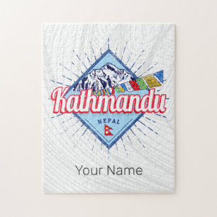 Puzzle Kathmandu Mountains Népal Retro Flags Souvenir