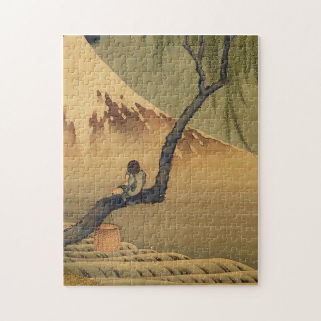 Puzzle Katsushika Hokusai Garçon regardant le Mont Fuji (Vertical)
