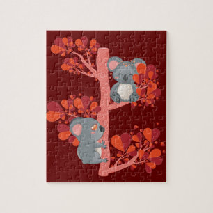 Puzzle Kawaii couple de koalas avec un arbre de coeur