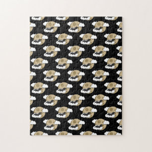 Puzzle Kawaii Happy Bat Voler sur Motif de Pleine lune