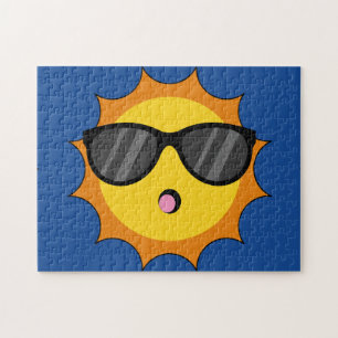 Puzzle Kawaii Soleil avec lunettes de soleil Joyeux visag