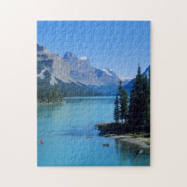 Puzzle Kayak sur le lac Maligne à Spirit Island (Vertical)