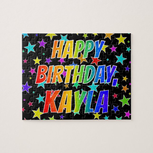 Puzzle "KAYLA" Prénom, Amusant "HEUREUX ANNIVERSAIRE" (Horizontal)