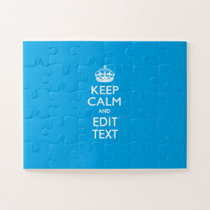 Puzzle Keep Calm and Your Text on Sky Blue
