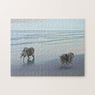 Puzzle Keeshonds au bord de la mer Peinture Chien Art