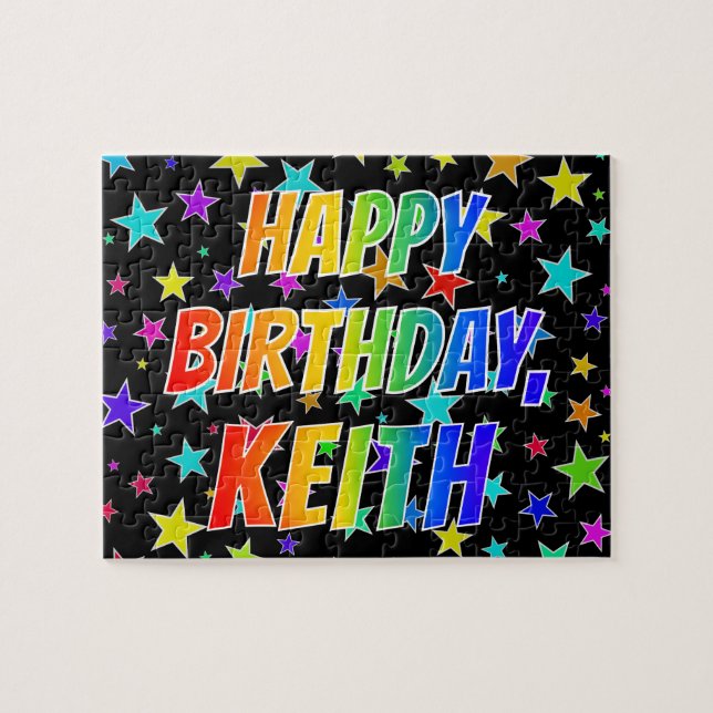 Puzzle "KEITH" Prénom, Amusant "HEUREUX ANNIVERSAIRE" (Horizontal)