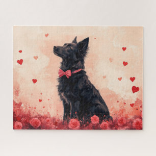 Puzzle Kelpie australien avec des roses - Saint-Valentin