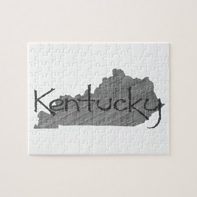 Puzzle Kentucky Formé Vieux Gris Chalkboard Nom Noir (Horizontal)