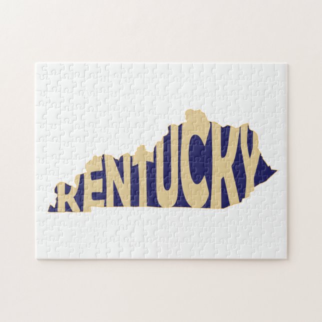 Puzzle Kentucky Nom de l'État Mot Art Jaune (Horizontal)