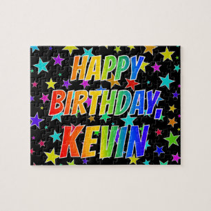 Puzzle "KEVIN" First Name, Fun "HAPPY BIRTHDAY"