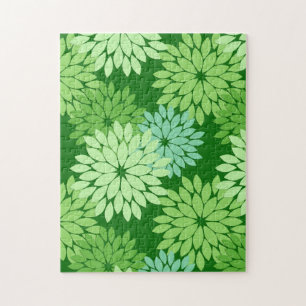 Puzzle Kimono floral moderne Impression, Vert citron