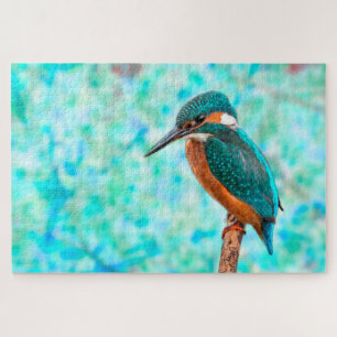 Puzzle Kingfisher Bird Blue Abstrait