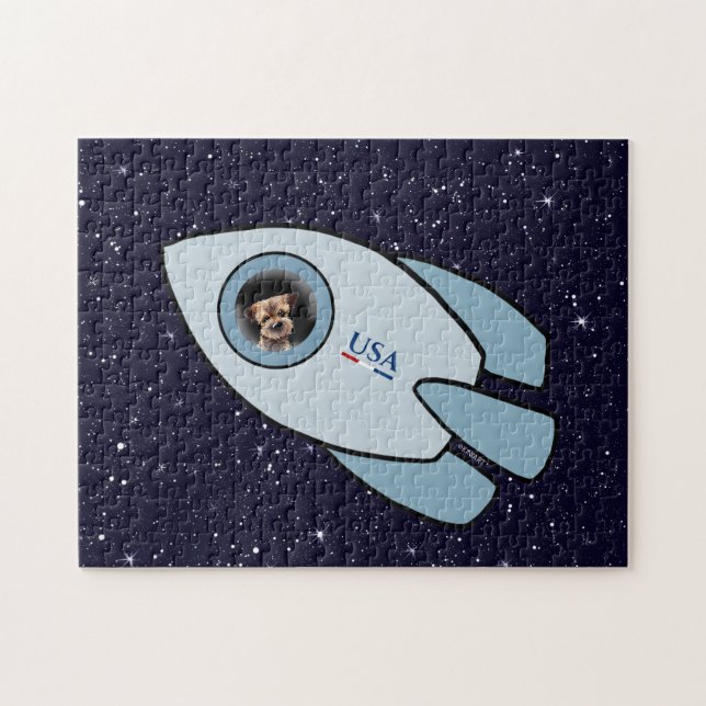 Puzzle KiniArt Frontière Terrier Rocket Chien Chien Puzzl (Horizontal)