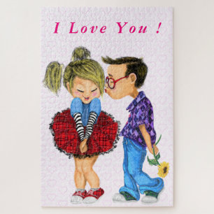 Puzzle Kiss - I Love You - Texte Personnalisé