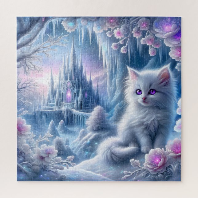 Puzzle Kitten blanc dans le royaume des glaces d'Imaginai (Vertical)