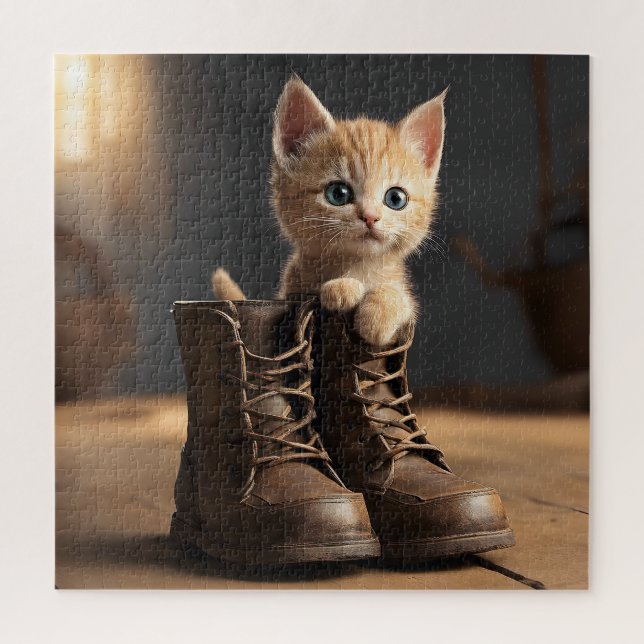 Puzzle Kitten Dans Vieux Boot (Vertical)