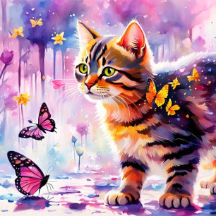 Puzzle Kitten En Forêt De Papillons Aventure