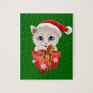Puzzle Kitten Noël Père Noël avec cadeau