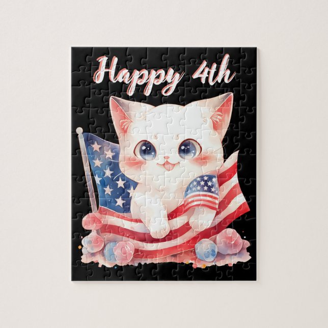 Puzzle Kitten patriotique 4 juillet Happy 4th Custom (Vertical)