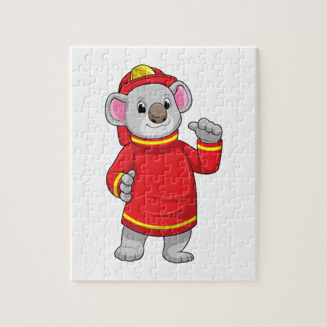 Puzzle Koala as Firefighter with Helmet (Vertical)