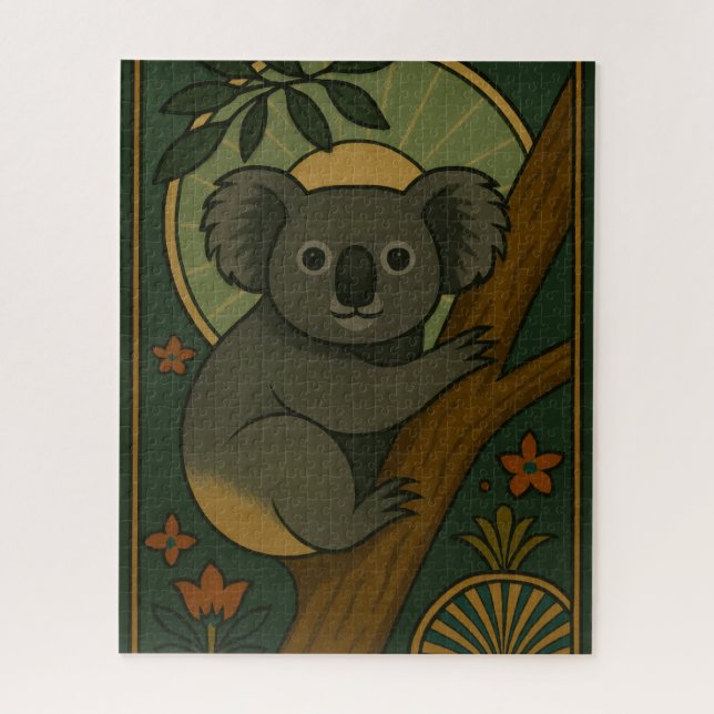 Puzzle Koala ornemental en Mandala botanique (Vertical)