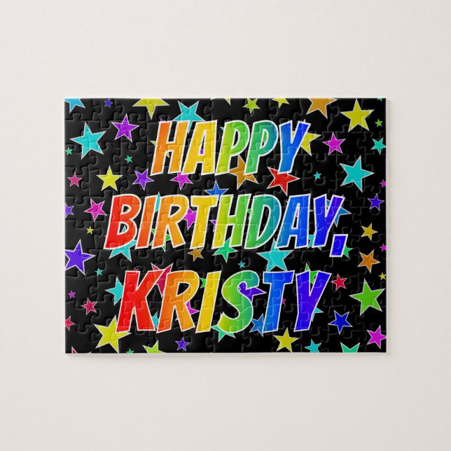 Puzzle "KRISTY" Prénom, Amusant "HEUREUX ANNIVERSAIRE" (Horizontal)