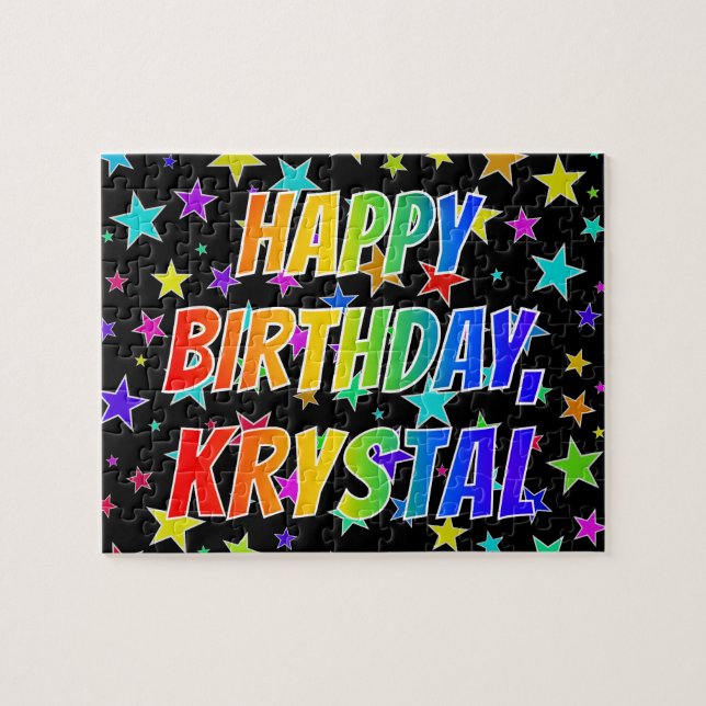Puzzle "KRYSTAL" Prénom, amusant "HEUREUX ANNIVERSAIRE" (Horizontal)