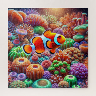 Puzzle La barrière de corail animée avec un poisson clown