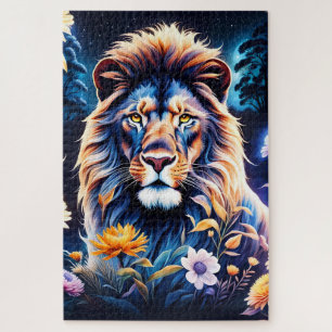 Puzzle La beauté d'un lion dans son environnement
