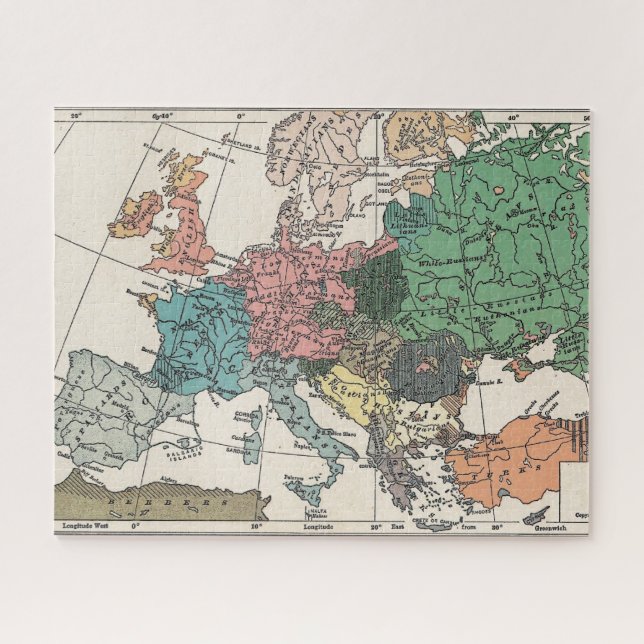 Puzzle La carte de l'Europe Vintage (Horizontal)