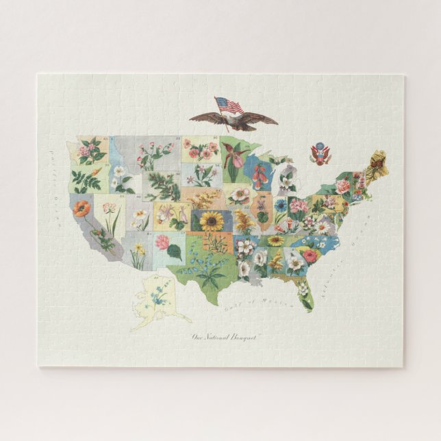 Puzzle La carte des fleurs des États-Unis - notre bouquet (Horizontal)
