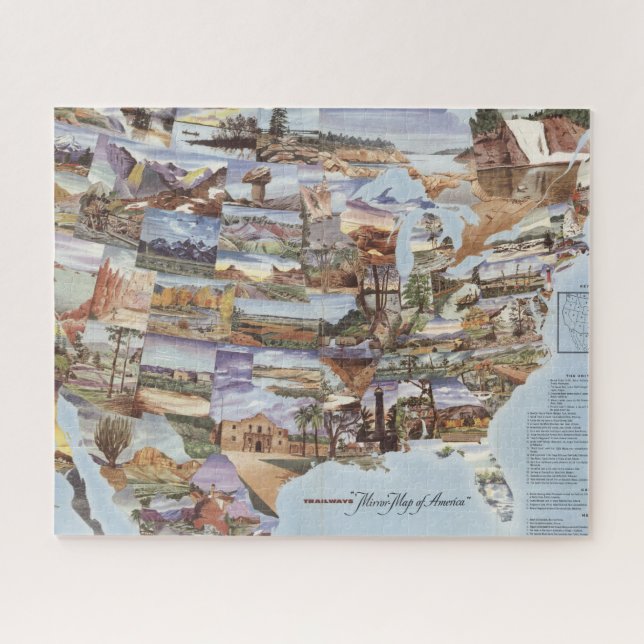 Puzzle "La carte miroir de l'Amérique" - Les repères de l (Horizontal)