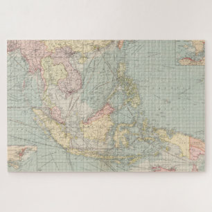 Puzzle La carte Vintage de l'Indonésie et des ports des 