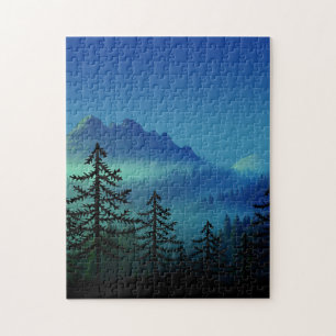 PUZZLE LA FORÊT NUIT DE MONTAGNE CALME